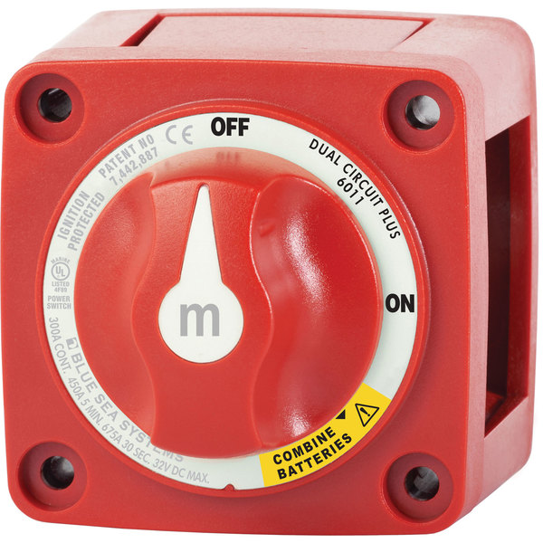 Blue Sea Systems Blue Sea Systems 6011-BSS m-Series Mini Dual Circuit Plus Battery Switch - Red 6011-BSS